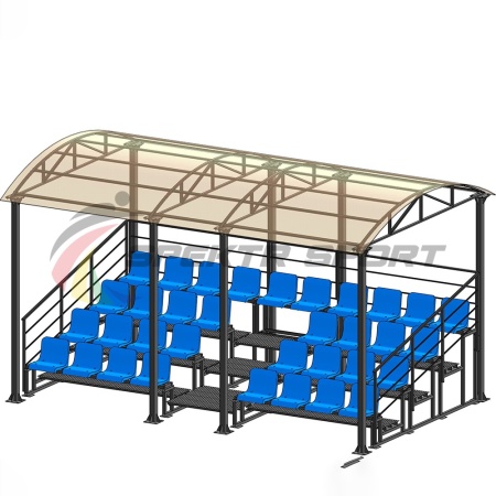 Купить Трибуна для зрителей 4 ряда на 34 места с навесом и перилами в Озёрске 